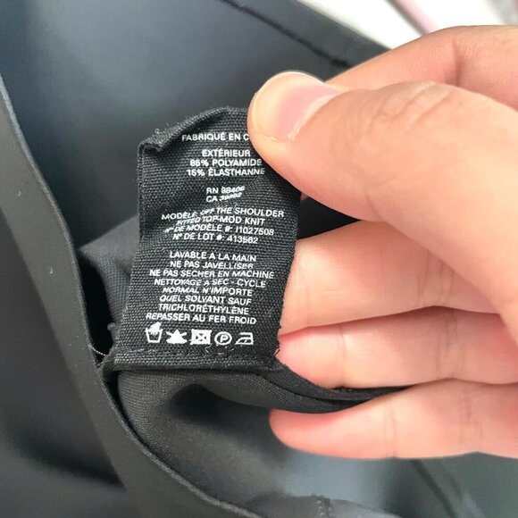 Theory Mod Knit Off-The-Shoulder Fitted Top Black Size M - Picture 5 of 6